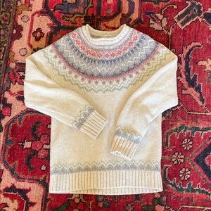 L.L. Bean Cream and Gray Patterned Sweater
